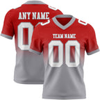 Custom Red White-Gray Authentic Fade Fashion Football Jersey