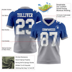 Custom Royal White-Gray Authentic Fade Fashion Football Jersey
