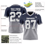 Custom Navy White-Gray Authentic Fade Fashion Football Jersey