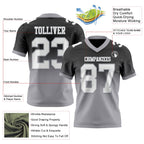 Custom Black White-Gray Authentic Fade Fashion Football Jersey