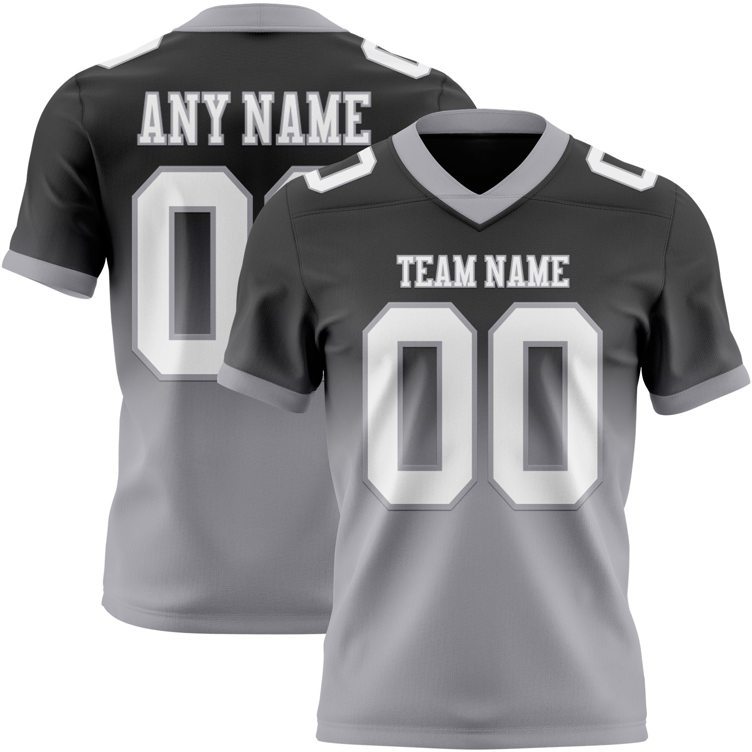 Custom Black White-Gray Authentic Fade Fashion Football Jersey