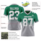Custom Kelly Green White-Gray Authentic Fade Fashion Football Jersey