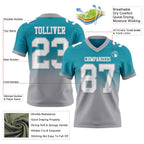 Custom Teal White-Gray Authentic Fade Fashion Football Jersey
