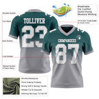 Custom Midnight Green White-Gray Authentic Fade Fashion Football Jersey
