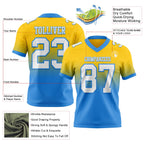 Custom Yellow White-Powder Blue Authentic Fade Fashion Football Jersey
