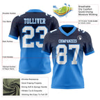 Custom Navy White-Powder Blue Authentic Fade Fashion Football Jersey