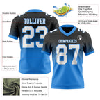 Custom Black White-Powder Blue Authentic Fade Fashion Football Jersey