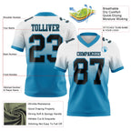 Custom White Black-Panther Blue Authentic Fade Fashion Football Jersey
