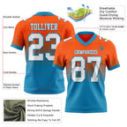 Custom Orange White-Panther Blue Authentic Fade Fashion Football Jersey