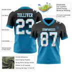 Custom Black White-Panther Blue Authentic Fade Fashion Football Jersey