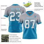 Custom Gray White-Panther Blue Authentic Fade Fashion Football Jersey