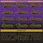 Custom Purple Black-Old Gold Fade Fashion Hockey Lace Neck Jersey