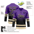 Custom Purple Black-Cream Fade Fashion Hockey Lace Neck Jersey