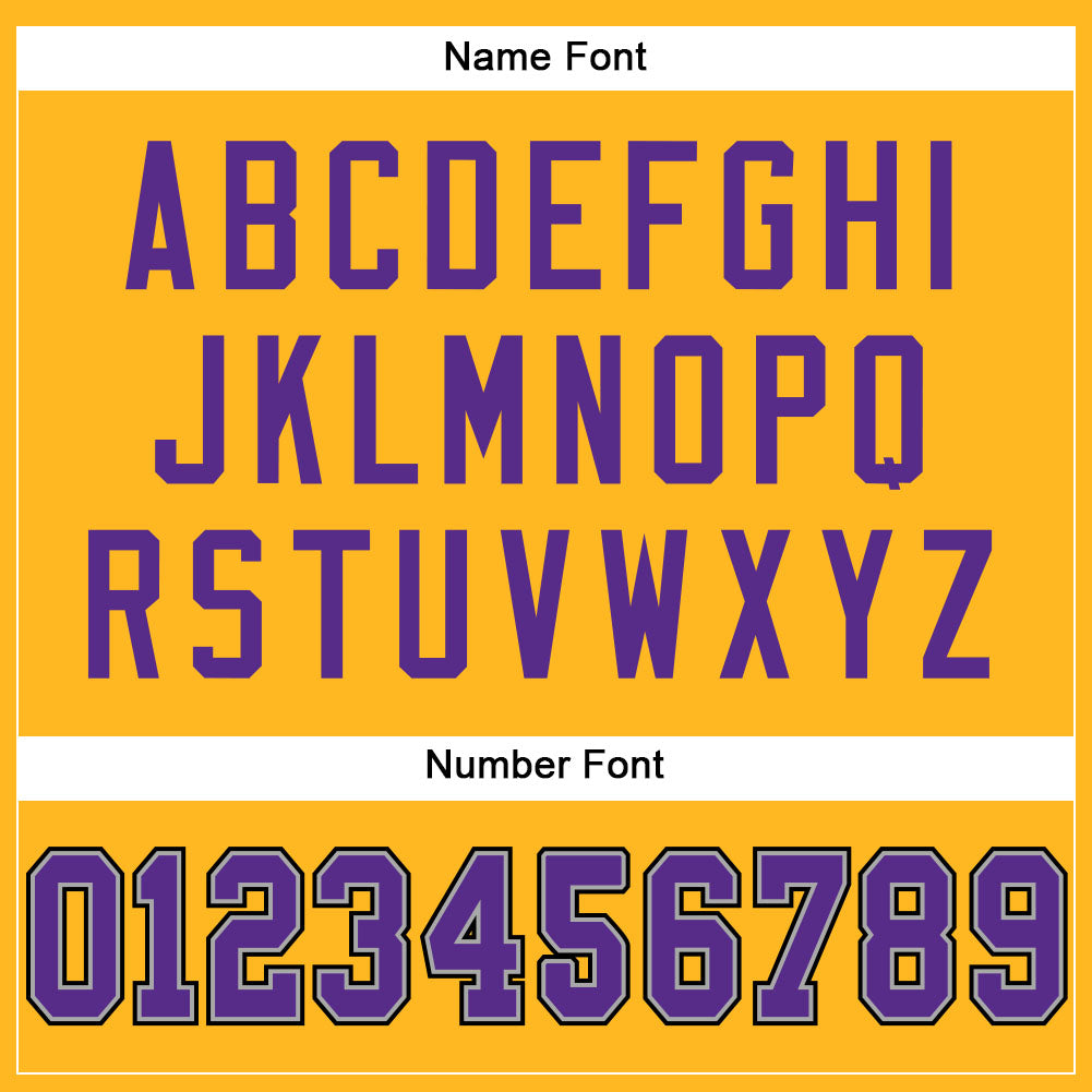 Custom Gold Purple-Black Mesh Authentic Football Jersey