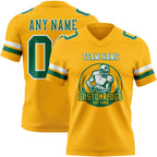 Custom Gold Kelly Green-White Authentic Football Jersey