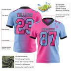 Custom Light Blue Pink-Black Authentic Gradient Fashion Football Jersey