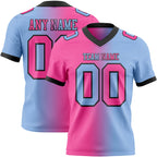 Custom Light Blue Pink-Black Authentic Gradient Fashion Football Jersey
