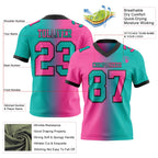 Custom Aqua Pink-Black Authentic Gradient Fashion Football Jersey