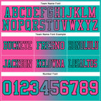 Custom Aqua Pink-Black Authentic Gradient Fashion Football Jersey