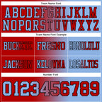 Custom Light Blue Red-Black Authentic Gradient Fashion Football Jersey