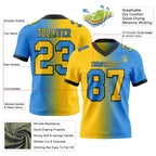 Custom Powder Blue Yellow-Black Authentic Gradient Fashion Football Jersey