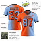 Custom Light Blue Orange-Black Authentic Gradient Fashion Football Jersey