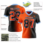 Custom Black Orange-Light Blue Authentic Gradient Fashion Football Jersey