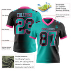 Custom Black Aqua-Pink Authentic Gradient Fashion Football Jersey