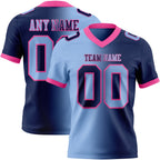 Custom Navy Light Blue-Pink Authentic Gradient Fashion Football Jersey