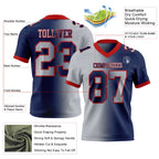 Custom Navy Gray-Red Authentic Gradient Fashion Football Jersey