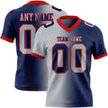 Custom Navy Gray-Red Authentic Gradient Fashion Football Jersey