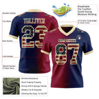 Custom Navy Vintage USA Flag Maroon-Cream Authentic Gradient Fashion Football Jersey
