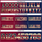 Custom Navy Vintage USA Flag Maroon-Cream Authentic Gradient Fashion Football Jersey