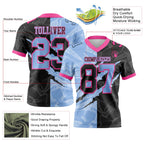 Custom Black Light Blue-Pink Authentic Gradient Fashion Scratch Football Jersey