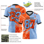 Custom Light Blue Orange-Black Authentic Gradient Fashion Scratch Football Jersey