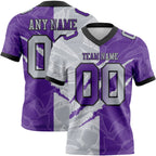 Custom Purple Gray-Black Authentic Gradient Fashion Scratch Football Jersey