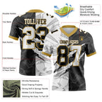 Custom Black White-Old Gold Authentic Gradient Fashion Scratch Football Jersey