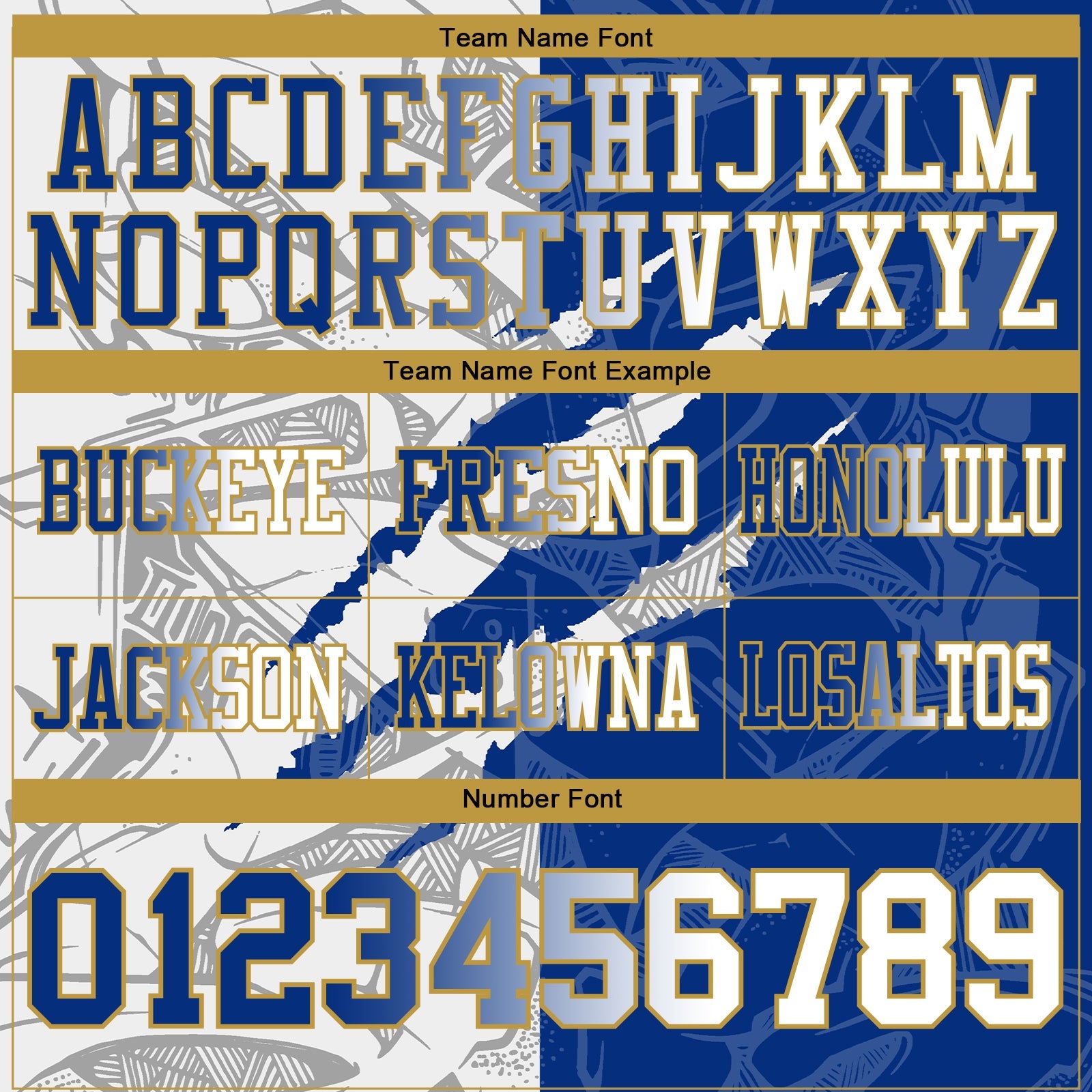 Custom Royal White-Old Gold Authentic Gradient Fashion Scratch Football Jersey