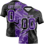 Custom Black Purple-White Authentic Gradient Fashion Scratch Football Jersey