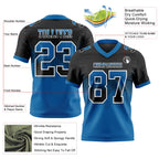 Custom Black Blue-White Authentic Gradient Square Shape Flag Football Jersey