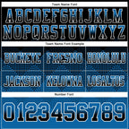 Custom Black Blue-White Authentic Gradient Square Shape Flag Football Jersey