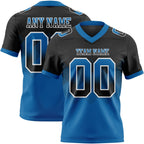 Custom Black Blue-White Authentic Gradient Square Shape Flag Football Jersey