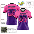 Custom Pink Purple-Black Authentic Gradient Square Shape Flag Football Jersey
