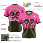 Custom Pink Olive-White Authentic Gradient Square Shape Flag Football Jersey