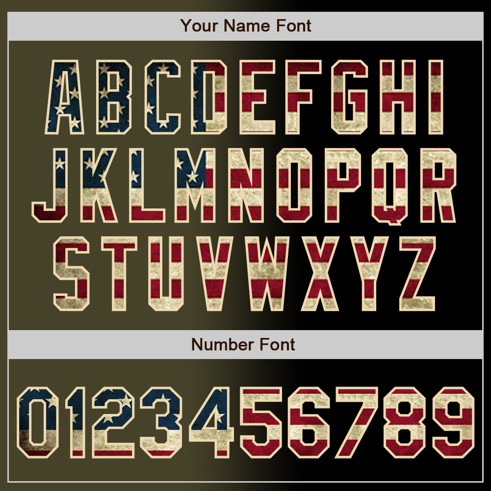 Custom Black Vintage USA Flag Olive-Cream Authentic Gradient Fashion Baseball Jersey