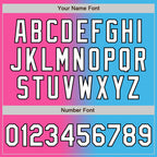 Custom Sky Blue White Pink-Black Authentic Gradient Fashion Baseball Jersey