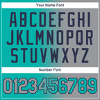 Custom Aqua Gray-Navy Gradient Fashion Performance T-Shirt