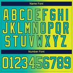 Custom Aqua Neon Yellow-Navy Gradient Fashion Hockey Lace Neck Jersey