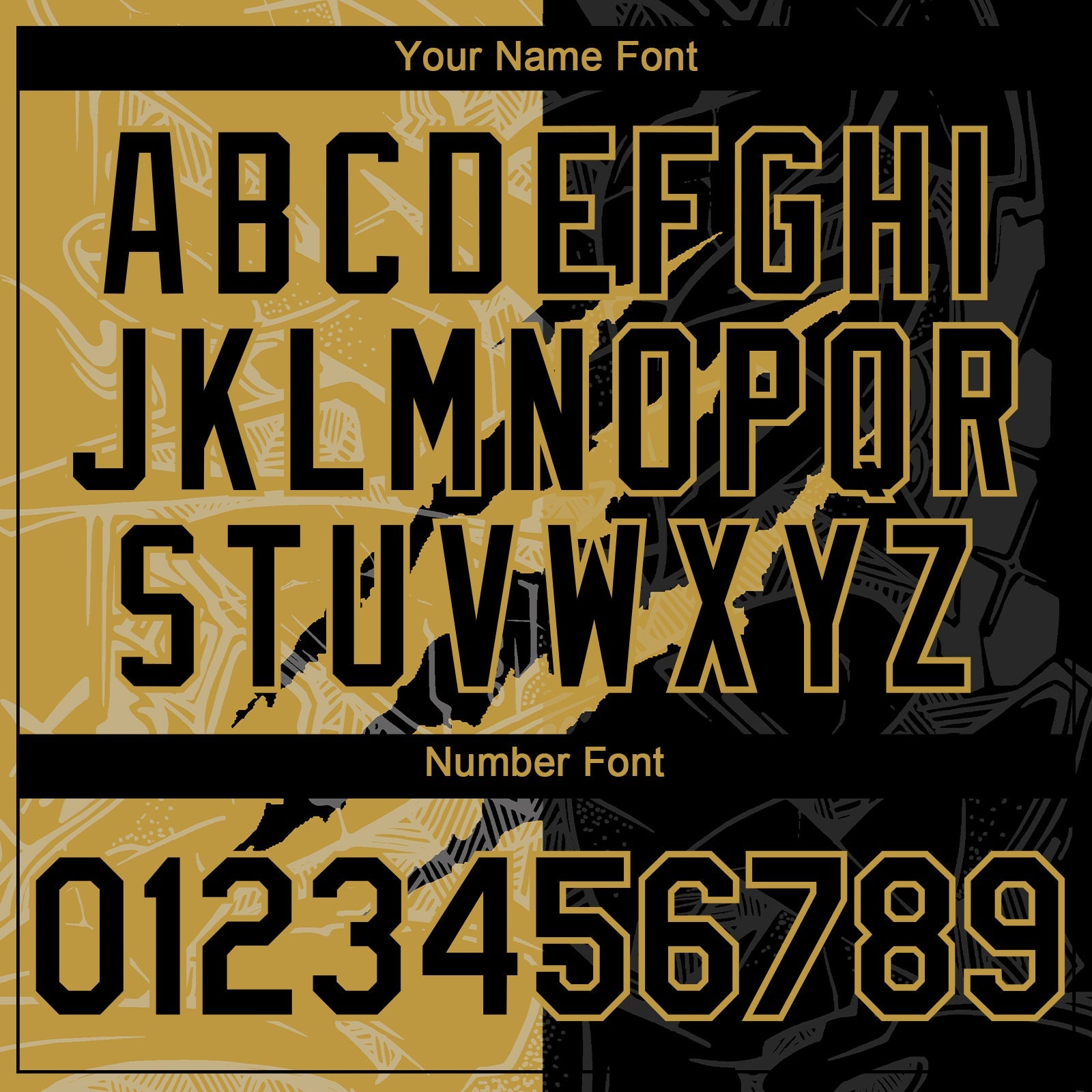 Custom Graffiti Pattern Black-Old Gold 3D Scratch Authentic Baseball Jersey