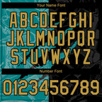 Custom Graffiti Pattern Old Gold Black-Teal 3D Scratch Authentic Baseball Jersey